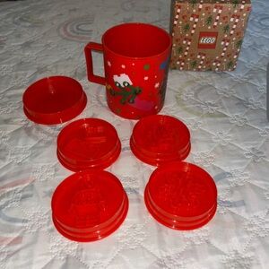 Lego Red Holiday Cookie Cutter Discs with Festive Red Mug